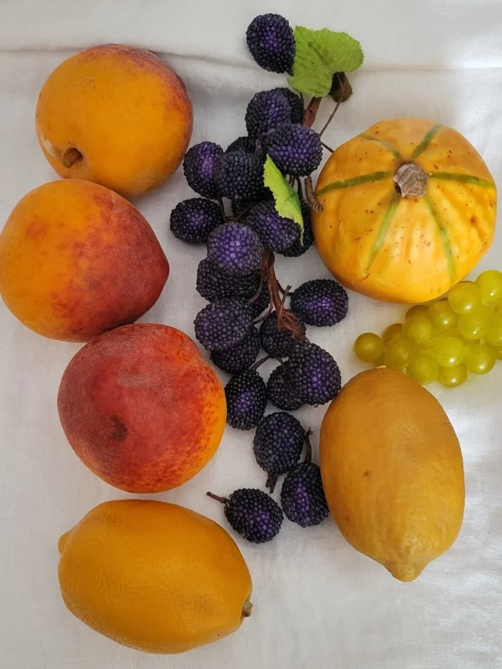 Faux Fruit LOT of 15 realistic pears lemons grapes berries squash peaches stage